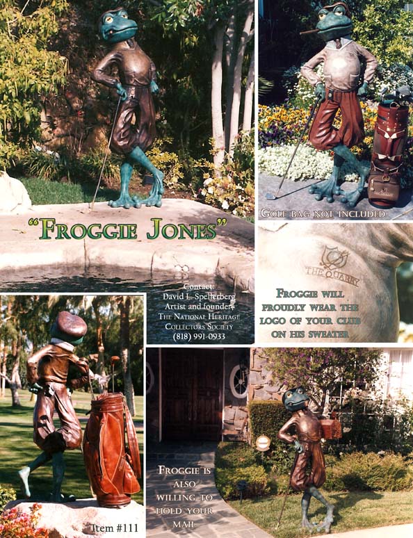Froggie Jones, golf club statues, golf club statue