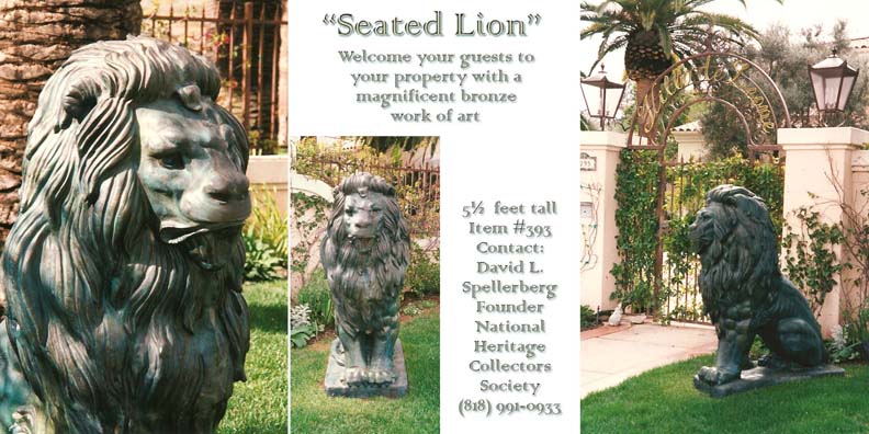 lion statues, seated lion statues, lion sculptures