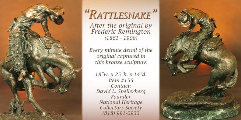 Rattlesnake Frederic Remington, Frederic Remington statues, Frederic Remington sculptures