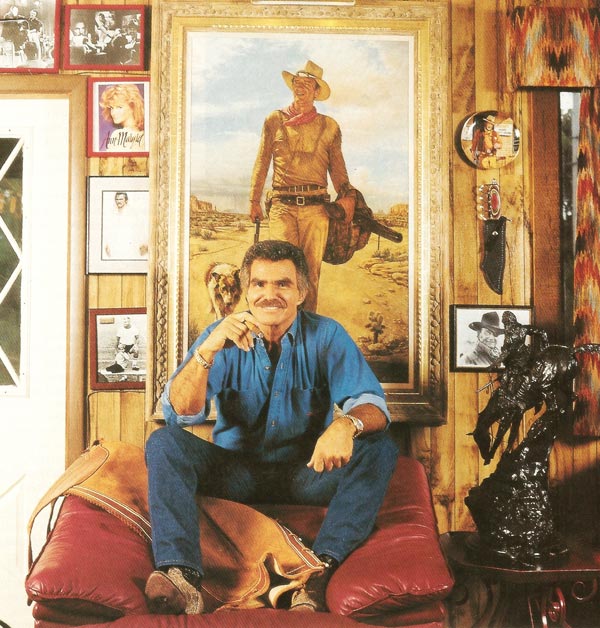 Burt Reynolds with a Great American Bronze Works sculpture