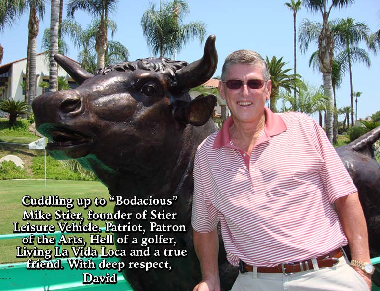 Mike Stier with Bodacious Bull sculpture