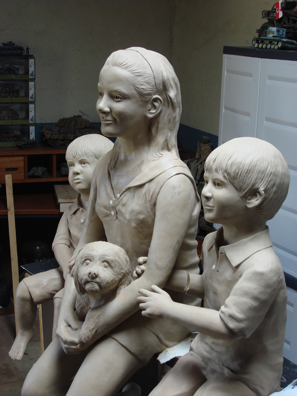clay model of bronze statue