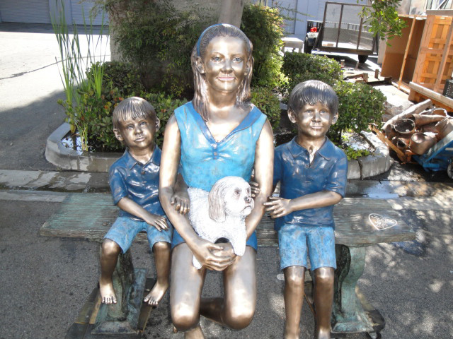 Finished bronze children sculpture - front