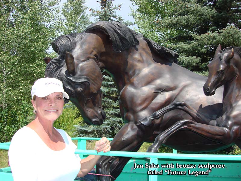 Jan Salta with bronze horse sculpture