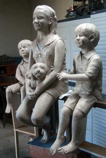 bronze family statues, bronze family sculptures